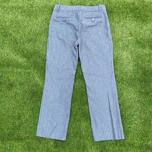 Marc Jacobs Women's Blue Pinstripe Twill Linen Trousers Size 8 - Picture 4 of 7